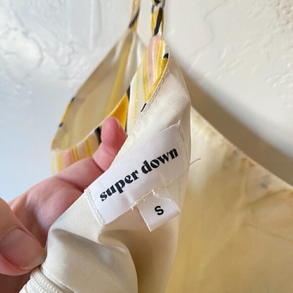 Superdown Revolve Stripe Sheath Dress Metallic Yellow Pink - Picture 8 of 11